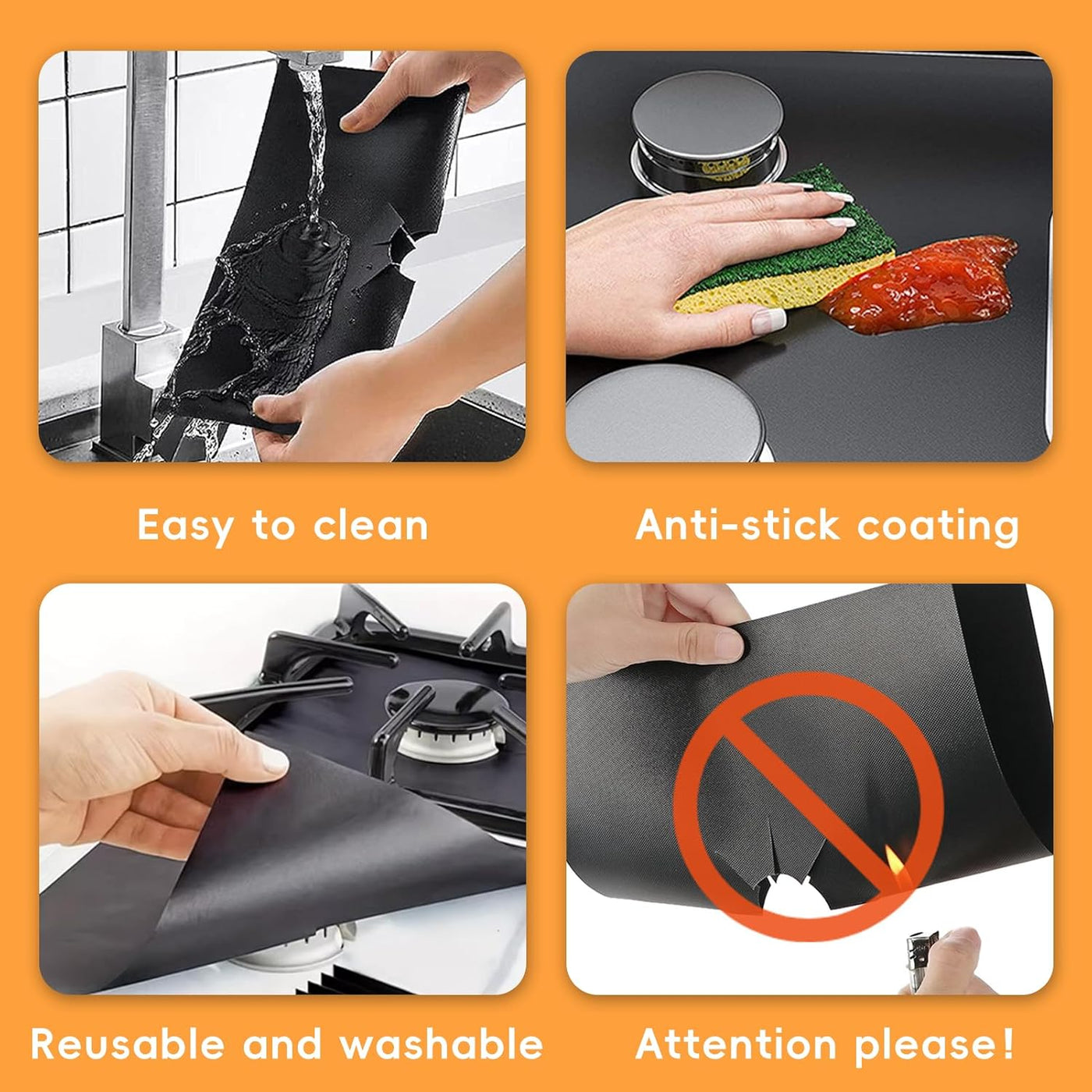 Gas Stove Burner Covers Square Heat-resistant Oil-proof
Reusable Stove Protector Pads Non-Stick Stovetop Liner