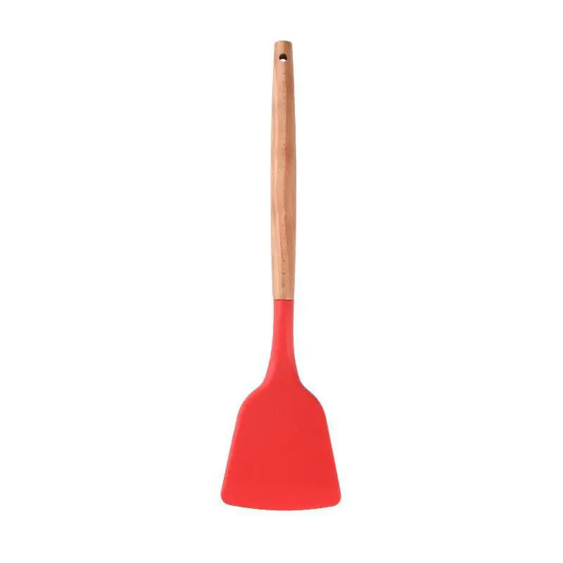 Silicone Spatula Set with Wooden Handle, Food Grade