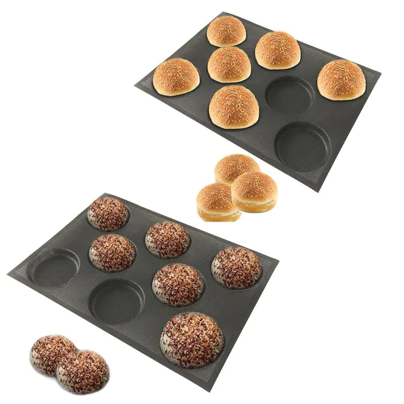 8-Cavity Round Burger Bread Silicone Mold, 44x32x4CM