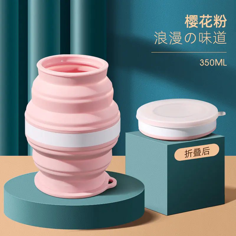 Portable Silicone Folding Travel Cup with Lid - Lunqara