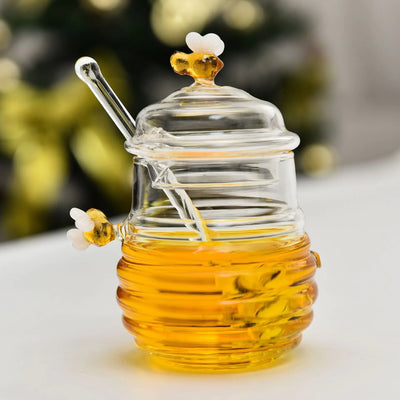 Creative Glass Honey Jar with Lid for Home Use - Lunqara 