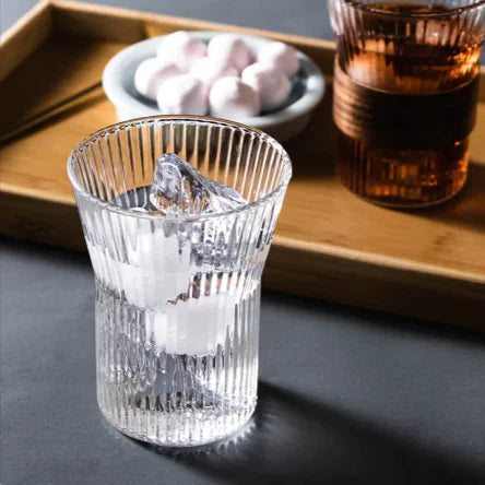 Premium High-Borosilicate Glass Vertical Grain Drinkware - Lunqara 