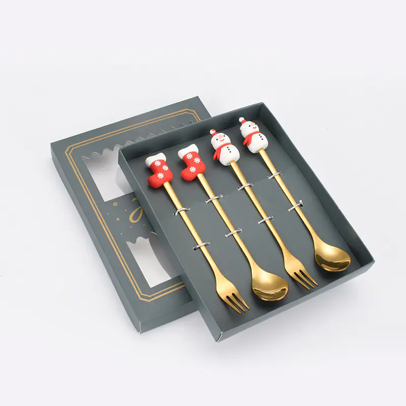 Stainless Steel Christmas Spoon Set with Forks