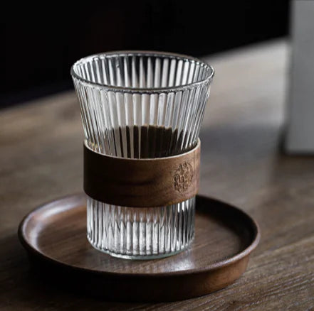 Premium High-Borosilicate Glass Vertical Grain Drinkware - Lunqara 