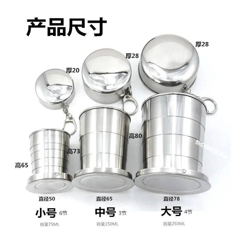Stainless Steel Collapsible Travel Cup with Keyring