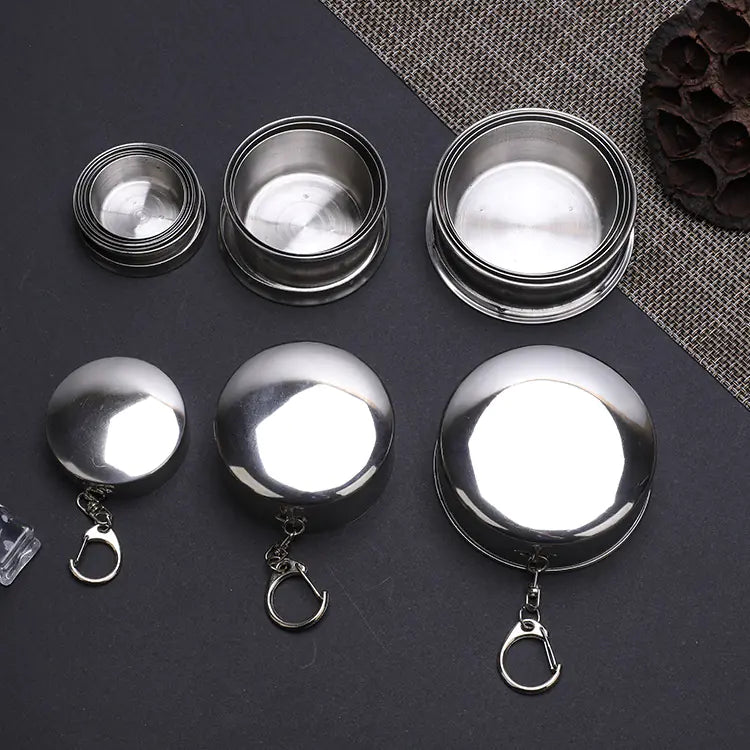 Stainless Steel Collapsible Travel Cup with Keyring