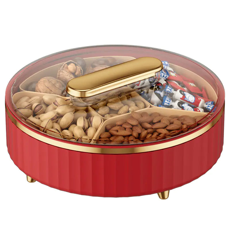 Elegant Rotating Snack Tray with Lid for Fruits & Treats