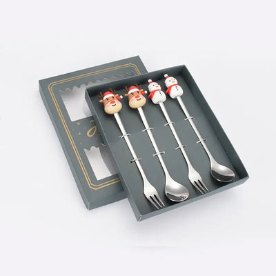Stainless Steel Christmas Spoon Set with Forks - Lunqara