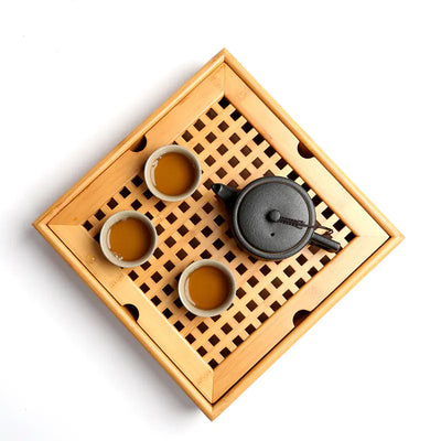 Bamboo Tea Tray Set for Kitchen Use