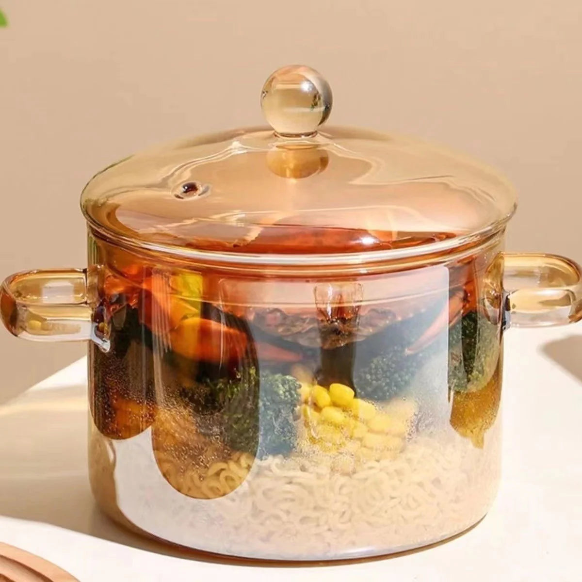 Glass Double-Handled Soup Pot with Electric Stove