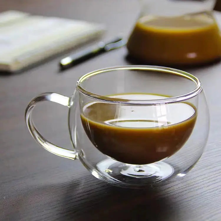 Creative Double-Wall Borosilicate Glass Coffee Mug - Lunqara 