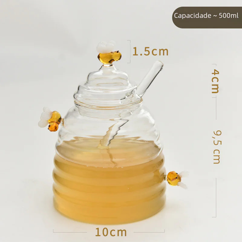 Creative Glass Honey Jar with Lid for Home Use - Lunqara 