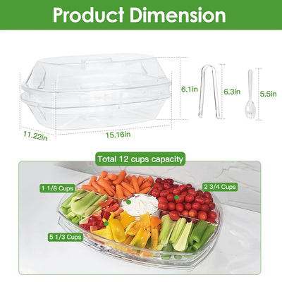 Cold Food Serving Tray with Lid & Compartments