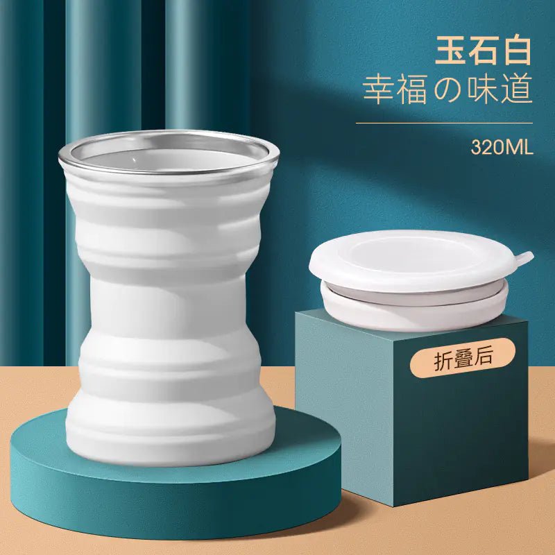 Portable Silicone Folding Travel Cup with Lid - Lunqara