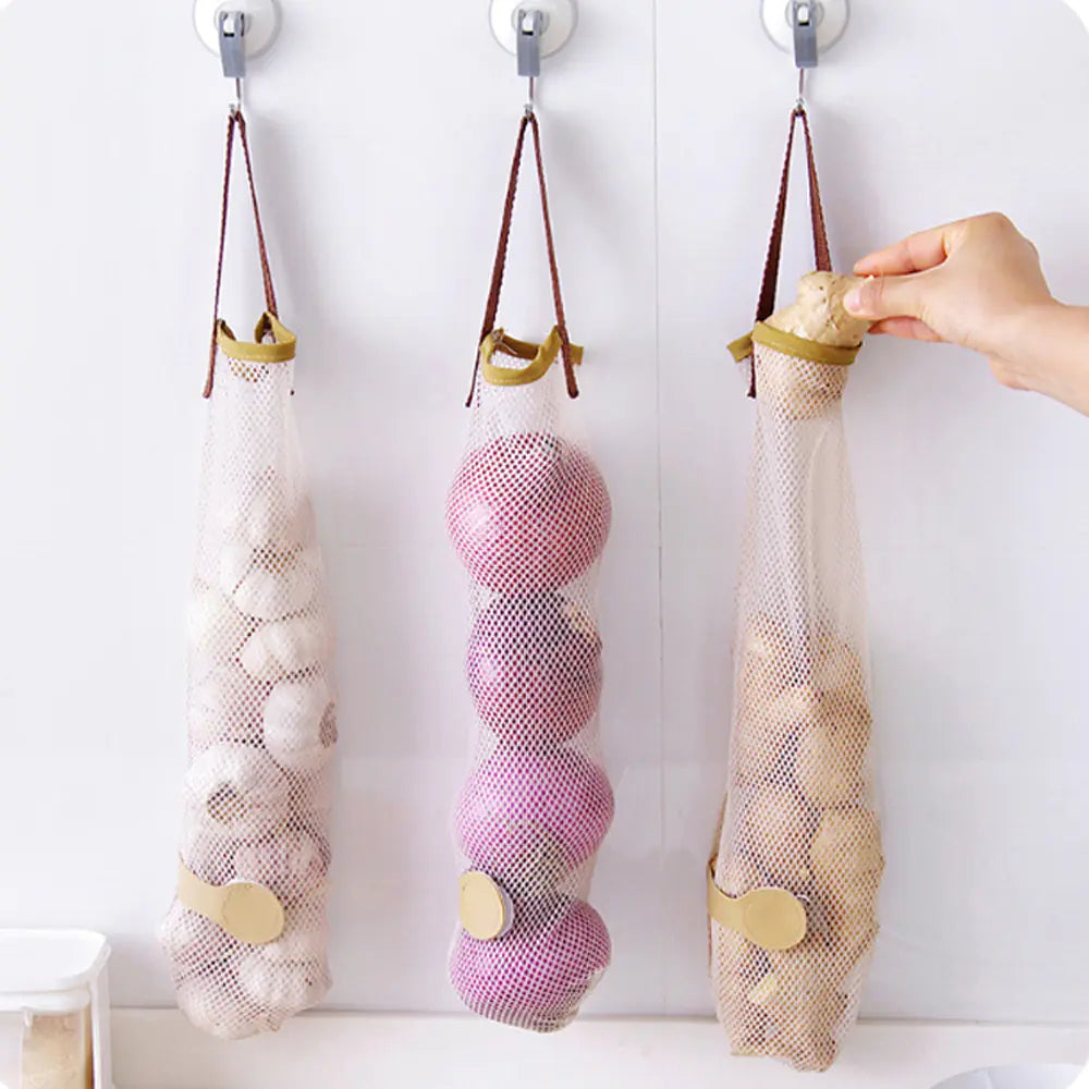 Fruits and Vegetables Storage Net Bag with Onion Hanger
