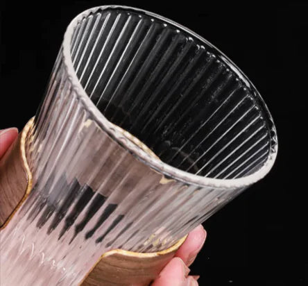 Premium High-Borosilicate Glass Vertical Grain Drinkware - Lunqara 