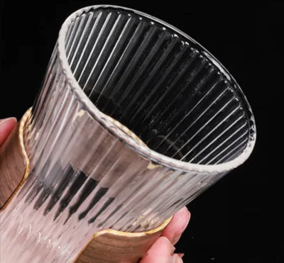 Premium High-Borosilicate Glass Vertical Grain Drinkware - Lunqara 